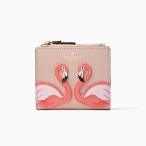 Kate Spade "By The Pool" Flamingo Adalyn Bi-Fold Wallet in Pink